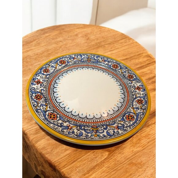 World Market Porto Dinner Plate 11" Portugal Blue Scroll Orange Flowers Yellow r - Picture 1 of 7